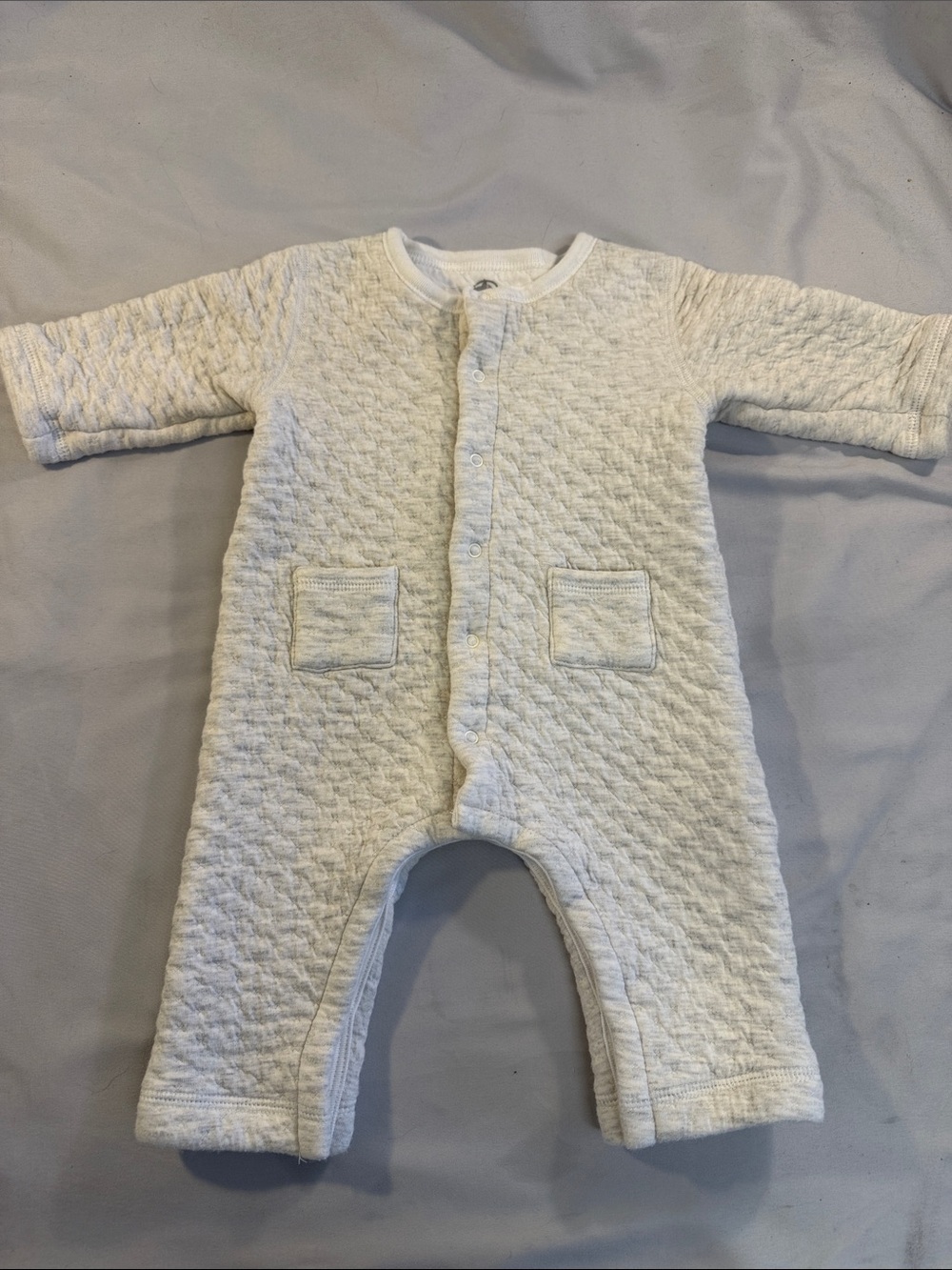 Petit Bateau - Cream Quilted Baby Footed One-Piece
